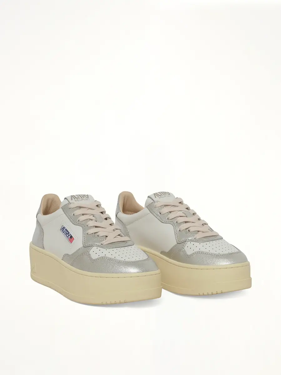 Autry Platform Low Sneaker in White/silver | Thumbnail 2 Autry Platform Low Sneaker in White/silver | Thumbnail 2