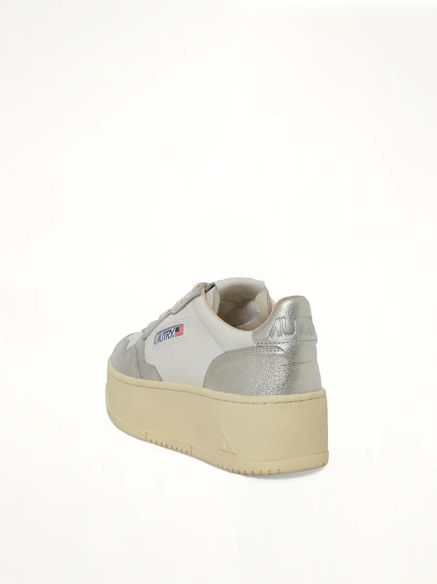 Autry Platform Low Sneaker in White/silver | Thumbnail 3 Autry Platform Low Sneaker in White/silver | Thumbnail 3