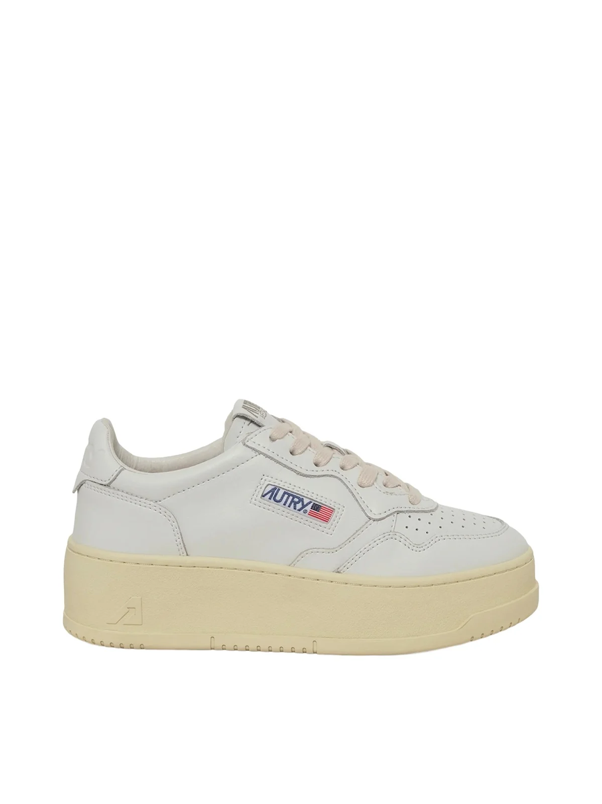 Autry Platform Low Sneaker in White/white