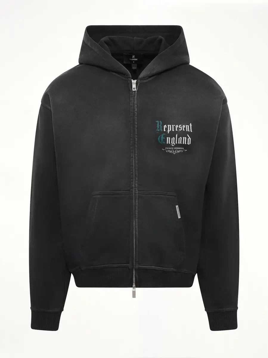 Represent Private Members Hoodie in Stained Black | Thumbnail 2 Represent Private Members Hoodie in Stained Black | Thumbnail 2