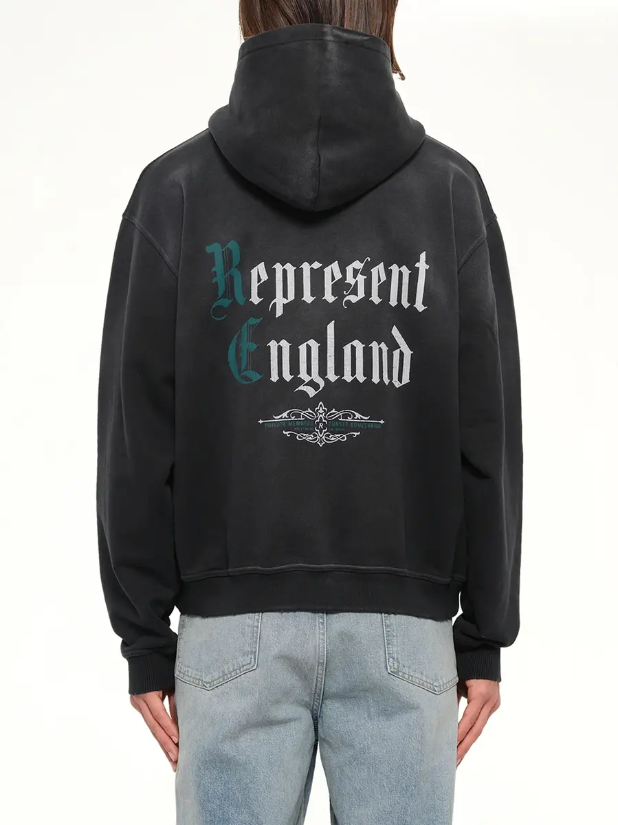 Represent Private Members Hoodie in Stained Black | Thumbnail 5 Represent Private Members Hoodie in Stained Black | Thumbnail 5