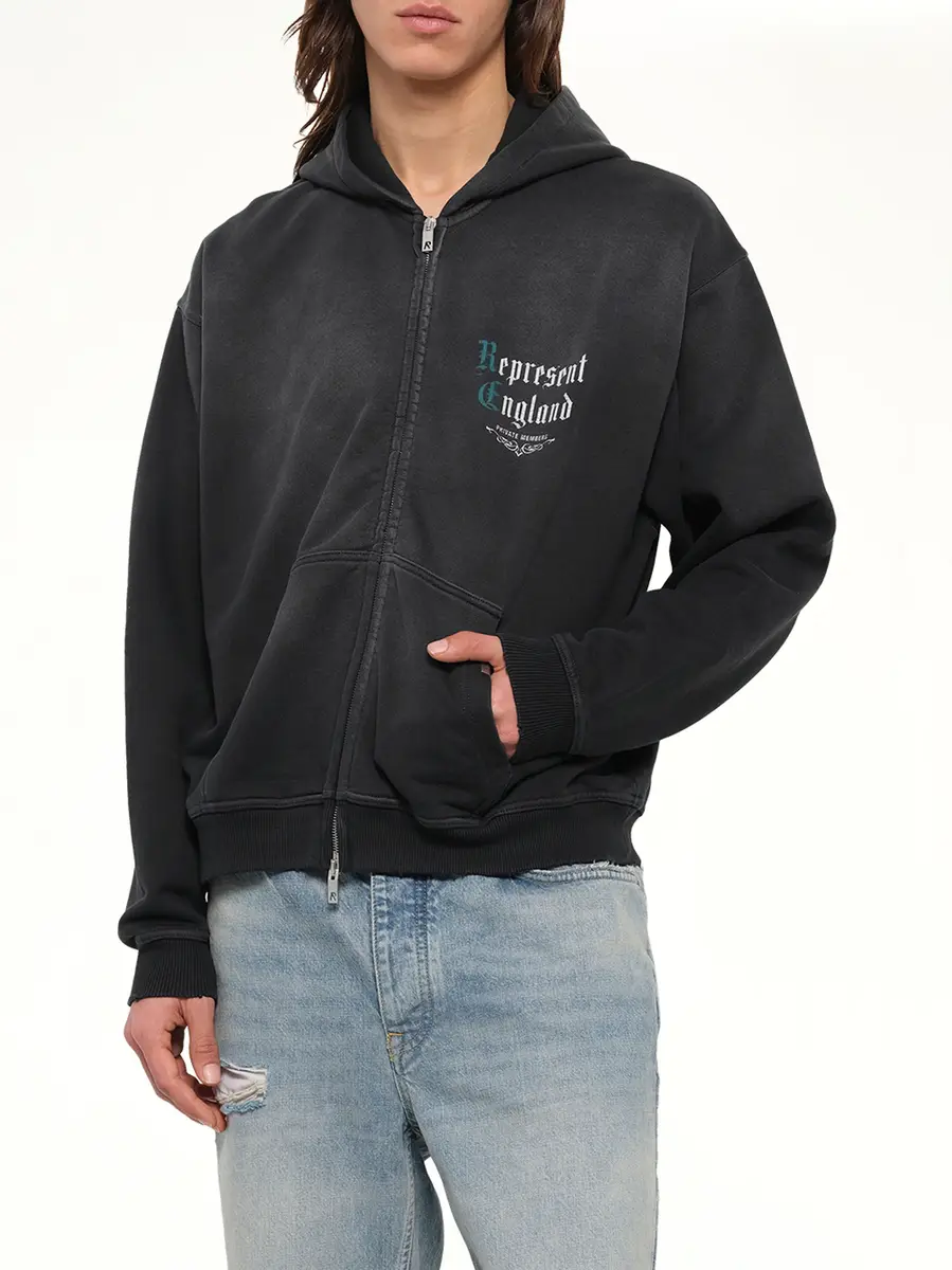 Represent Private Members Hoodie in Stained Black | Thumbnail 6 Represent Private Members Hoodie in Stained Black | Thumbnail 6