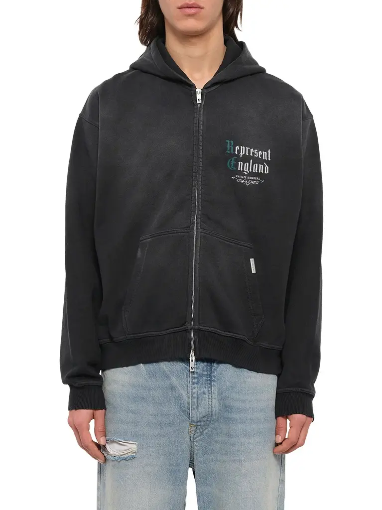 Private Members Hoodie in Stained Black Private Members Hoodie in Stained Black