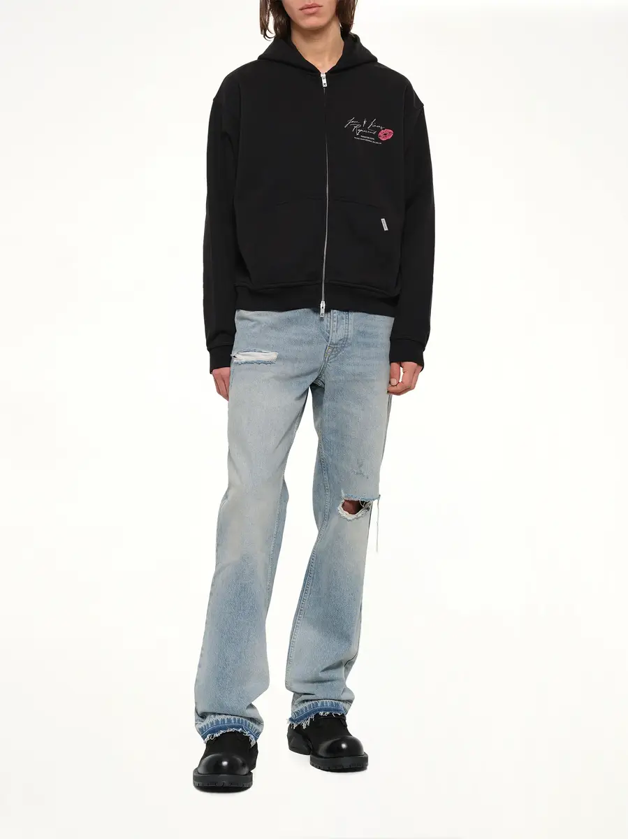 Represent Love And Kisses Zip Through Hoodie in Jet Black | Thumbnail 4 Represent Love And Kisses Zip Through Hoodie in Jet Black | Thumbnail 4