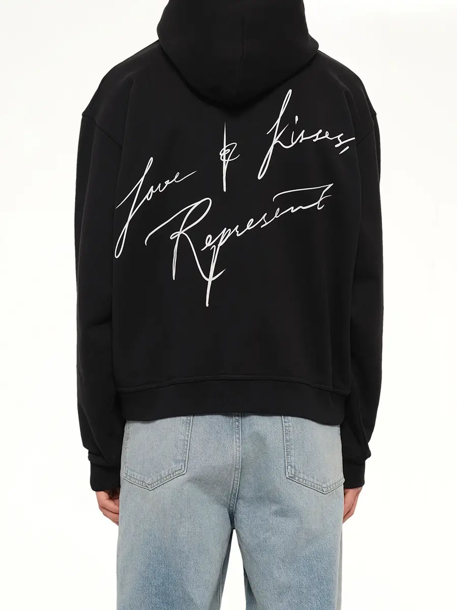 Represent Love And Kisses Zip Through Hoodie in Jet Black | Thumbnail 5 Represent Love And Kisses Zip Through Hoodie in Jet Black | Thumbnail 5