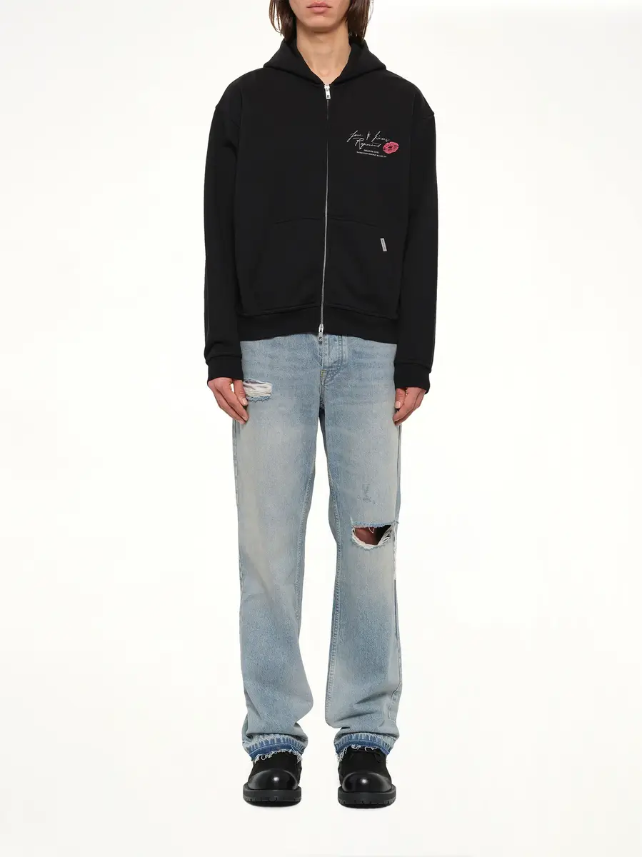 Represent Love And Kisses Zip Through Hoodie in Jet Black | Thumbnail 7 Represent Love And Kisses Zip Through Hoodie in Jet Black | Thumbnail 7