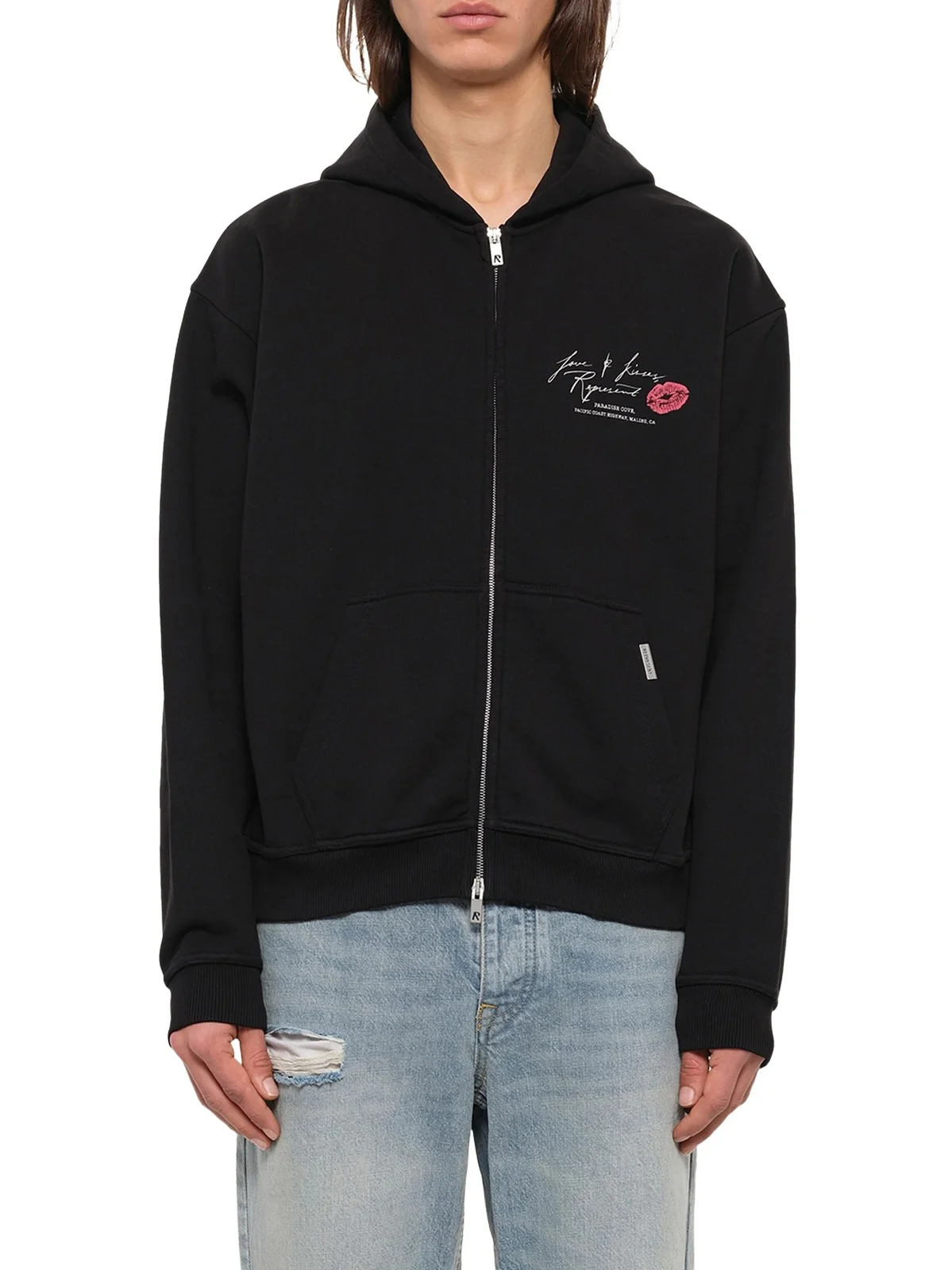 Represent Love And Kisses Zip Through Hoodie in Jet Black
