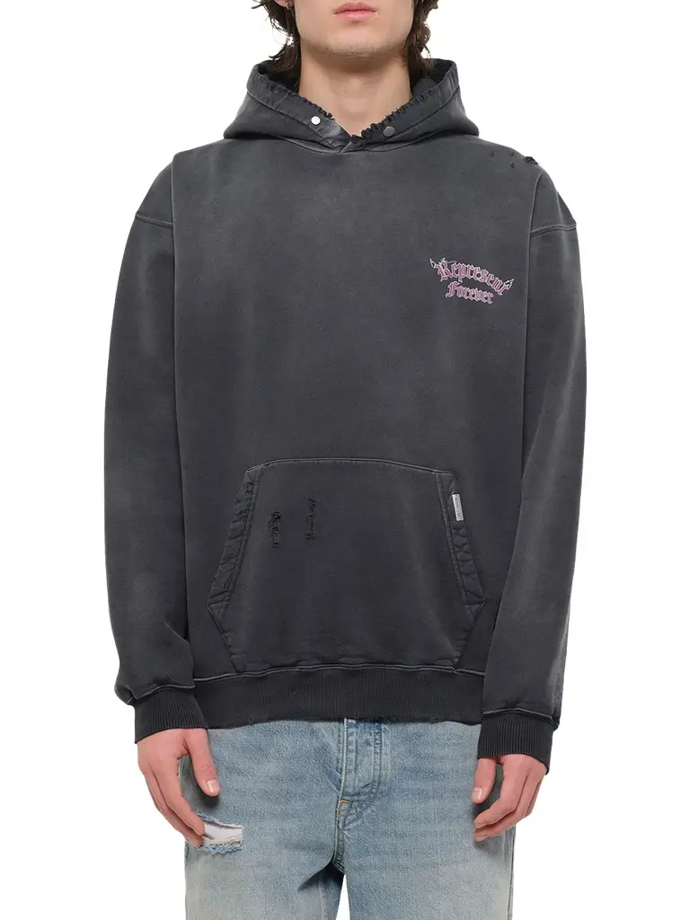Represent Duality Hoodie in Washed Black