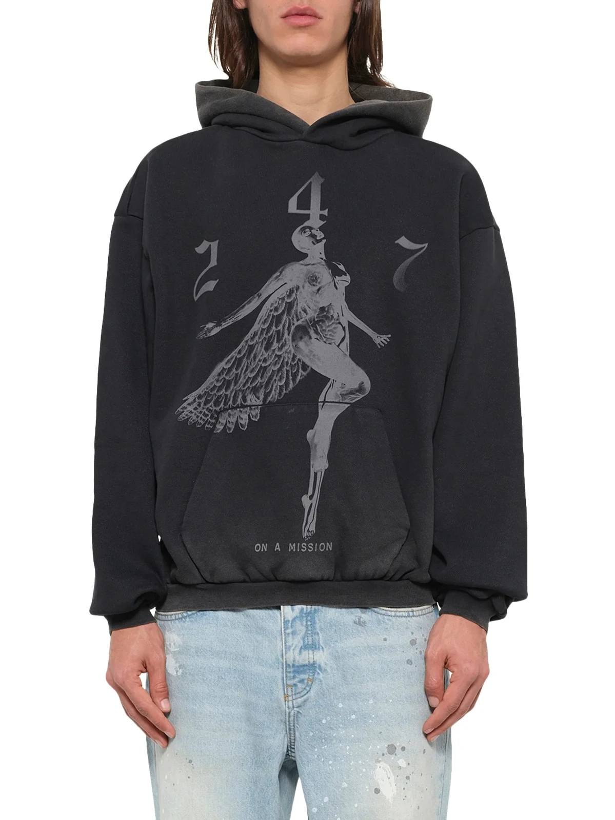 Represent 247 Angel Hood in Vintage Black