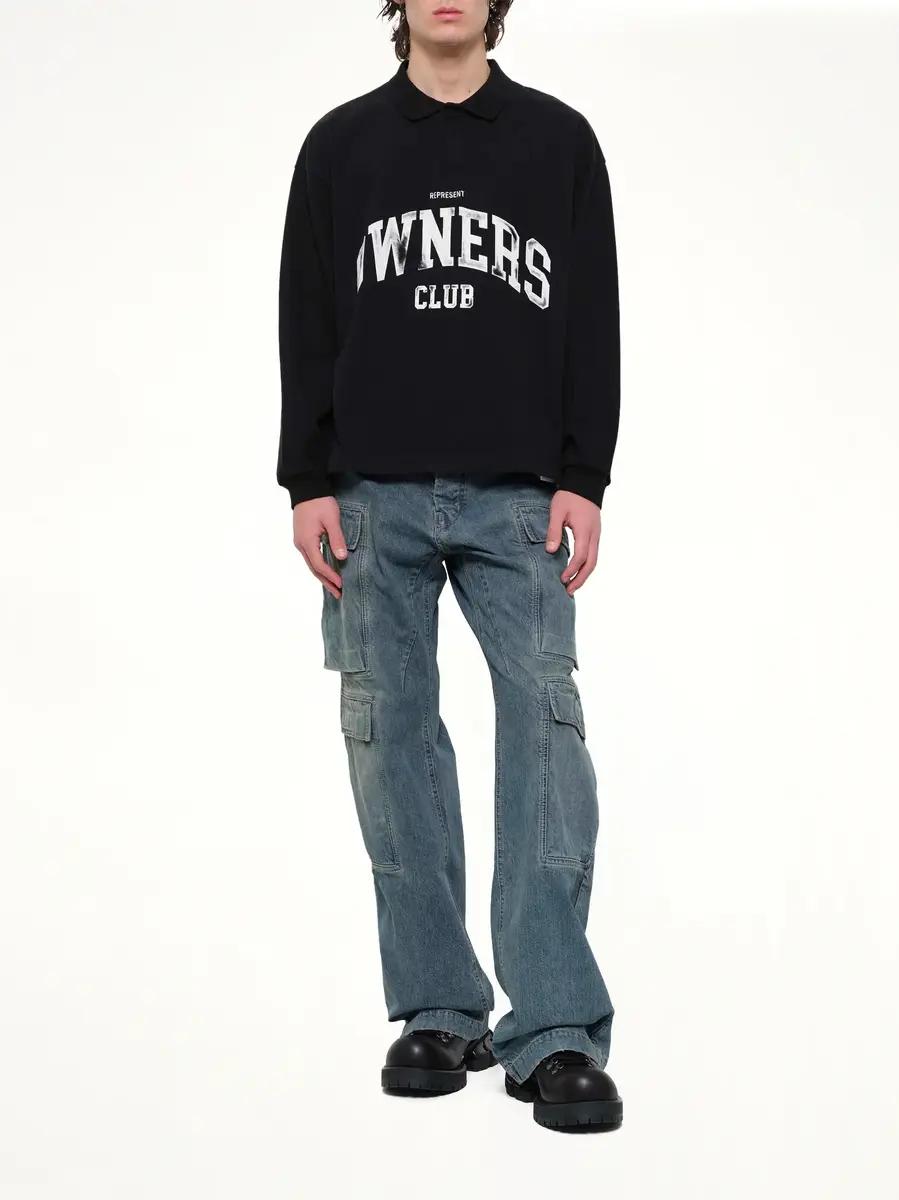 Represent Owners Rugby Top in Jet Black | Thumbnail 4 Represent Owners Rugby Top in Jet Black | Thumbnail 4