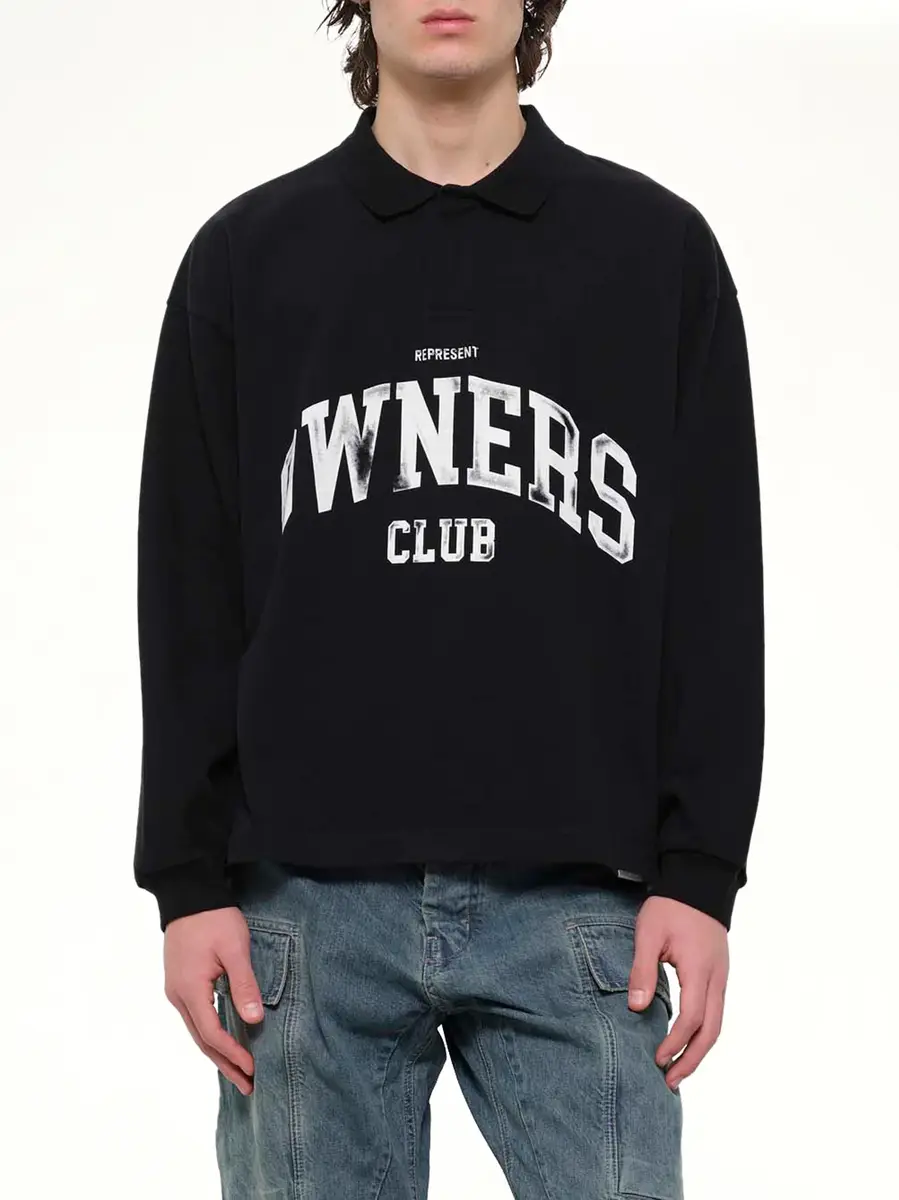 Represent Owners Rugby Top in Jet Black | Thumbnail 6 Represent Owners Rugby Top in Jet Black | Thumbnail 6