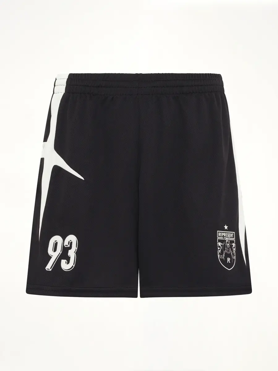 Represent Star Football Panelled Shorts in Jet Black | Thumbnail 2 Represent Star Football Panelled Shorts in Jet Black | Thumbnail 2