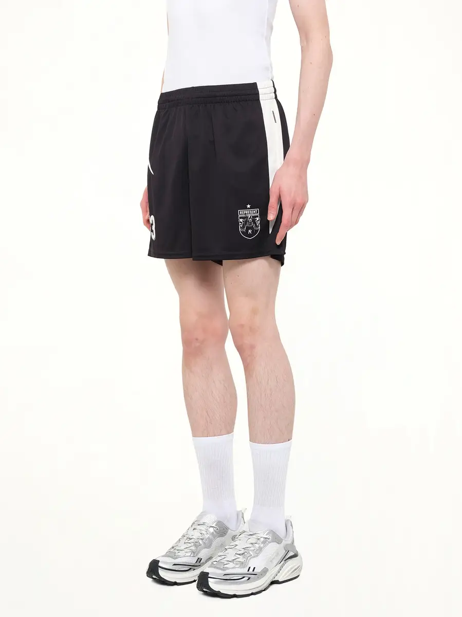 Represent Star Football Panelled Shorts in Jet Black | Thumbnail 3 Represent Star Football Panelled Shorts in Jet Black | Thumbnail 3