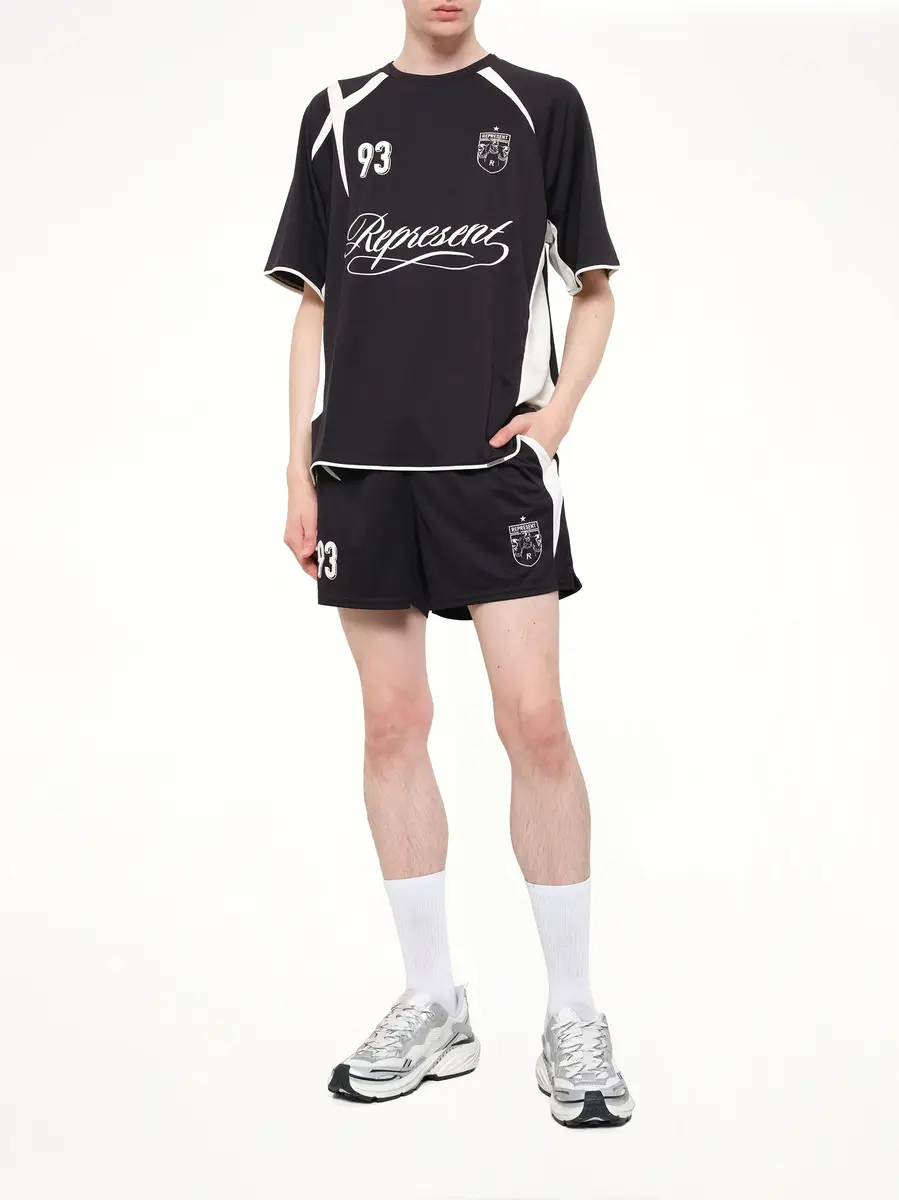 Represent Star Football Panelled Shorts in Jet Black | Thumbnail 4 Represent Star Football Panelled Shorts in Jet Black | Thumbnail 4