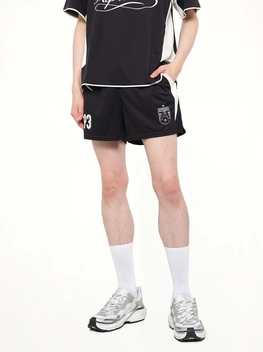 Represent Star Football Panelled Shorts in Jet Black | Thumbnail 6 Represent Star Football Panelled Shorts in Jet Black | Thumbnail 6