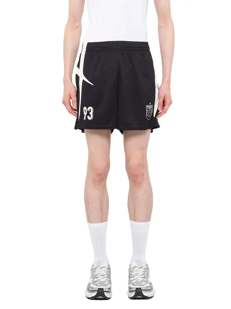 Represent Star Football Panelled Shorts in Jet Black