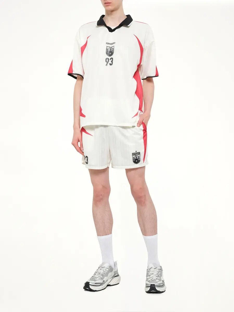 Represent Printed Spike Football Shorts in Flat White | Thumbnail 4 Represent Printed Spike Football Shorts in Flat White | Thumbnail 4