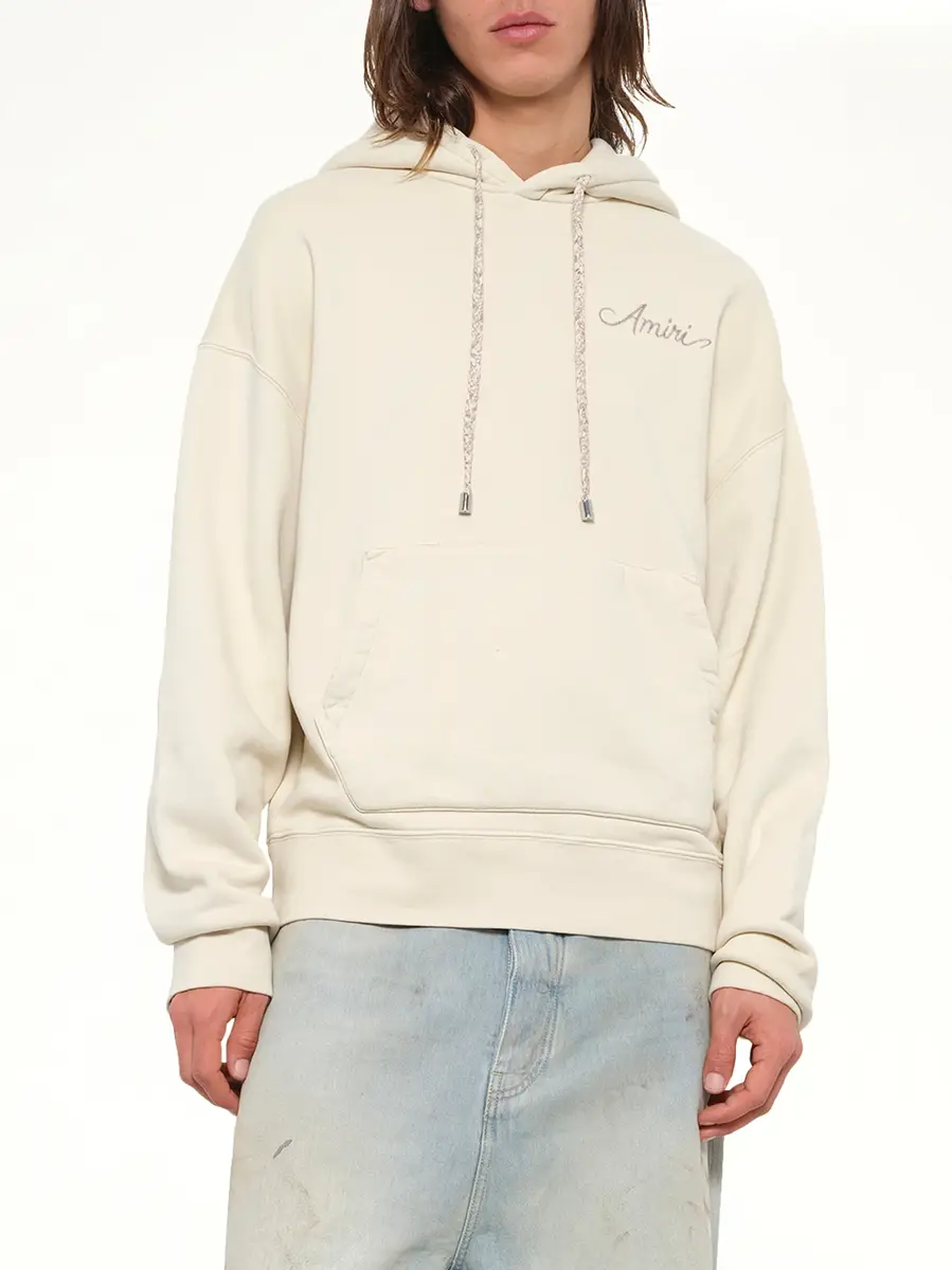 AMIRI MA Check Patch Hoodie in Alabaster | Thumbnail 6