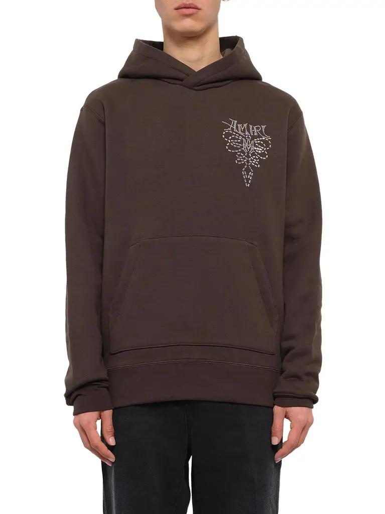 AMIRI Amiri Lasso Embroidered Hoodie in Husk