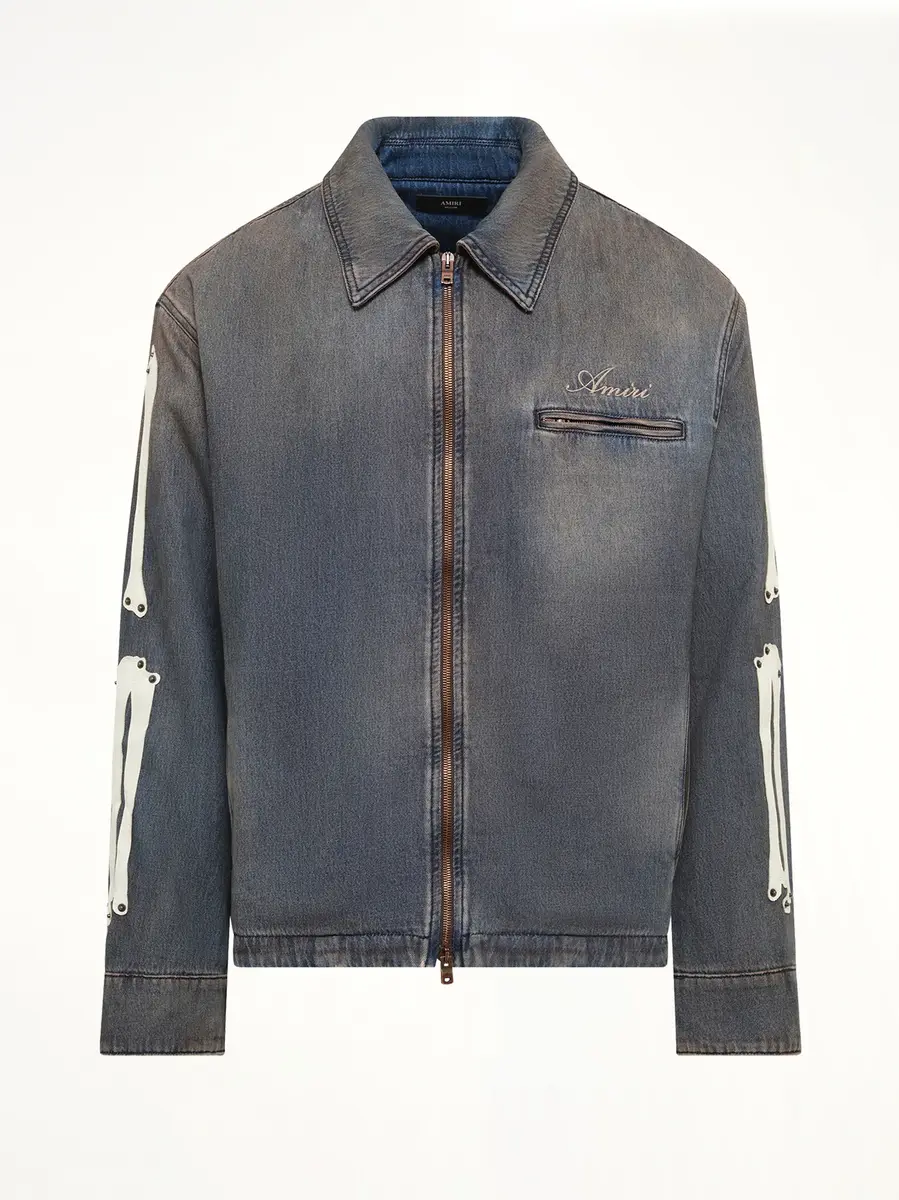 AMIRI Lea Bones Denim Blouson in Dark Dust | Thumbnail 2 AMIRI Lea Bones Denim Blouson in Dark Dust | Thumbnail 2