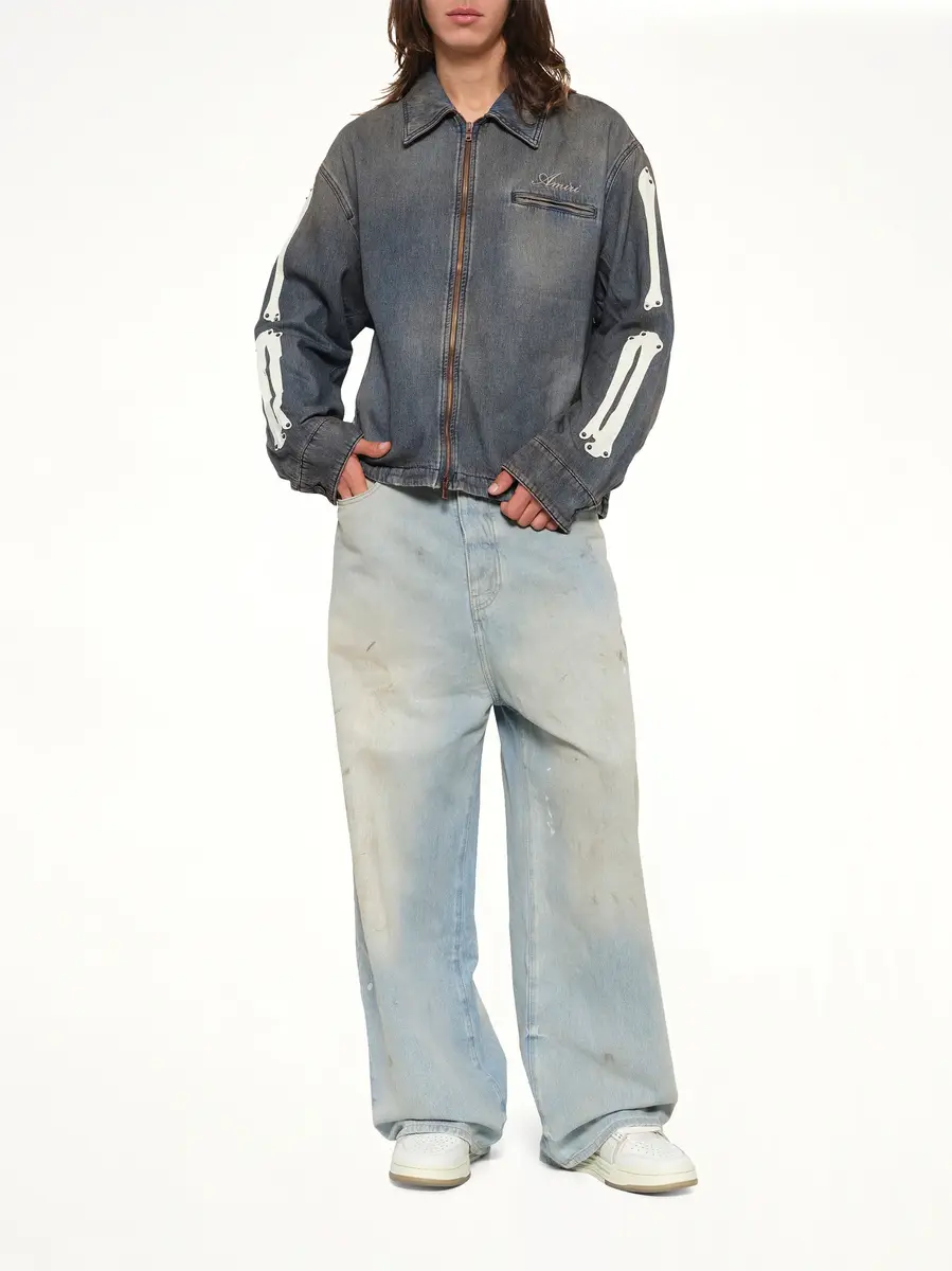 AMIRI Lea Bones Denim Blouson in Dark Dust | Thumbnail 4 AMIRI Lea Bones Denim Blouson in Dark Dust | Thumbnail 4