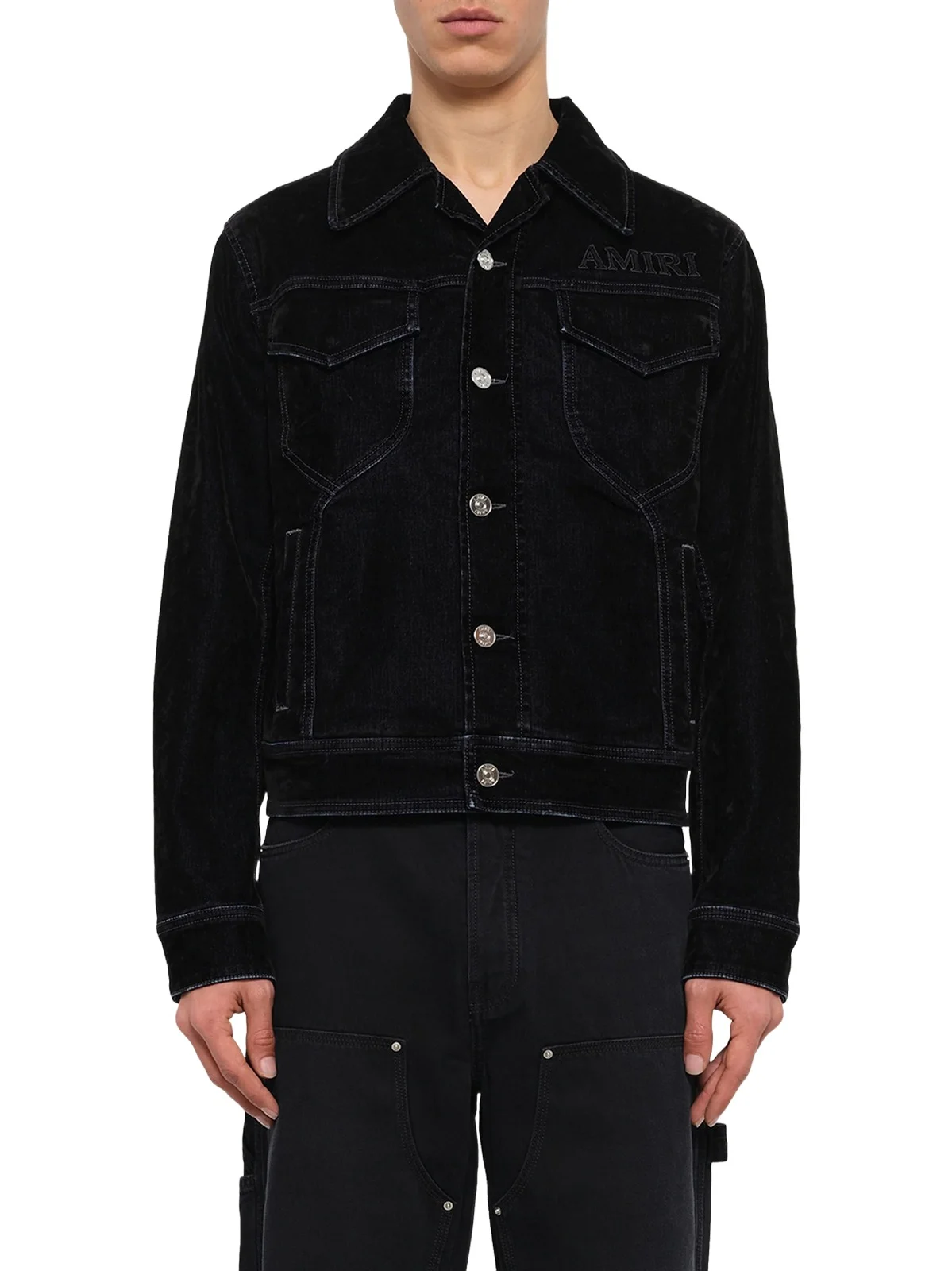 AMIRI Vintage Cut Flock Denim Jacket