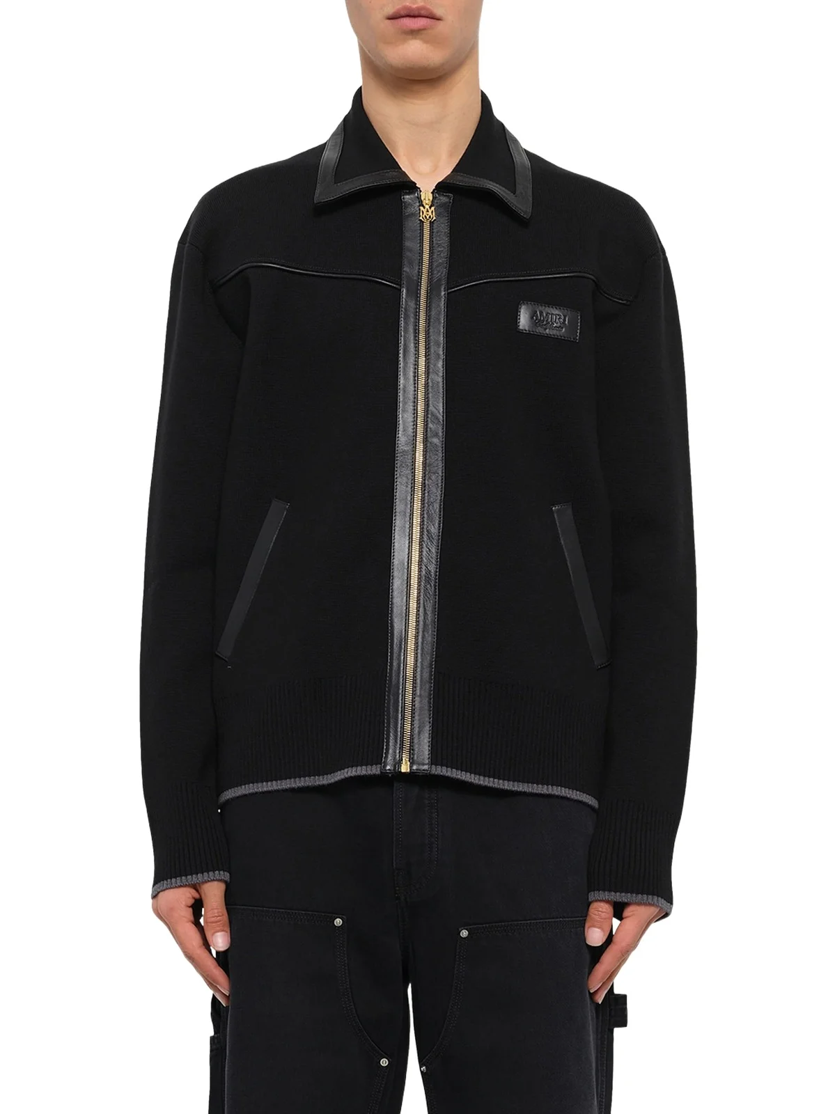AMIRI Leather Trim Zipped Blouson