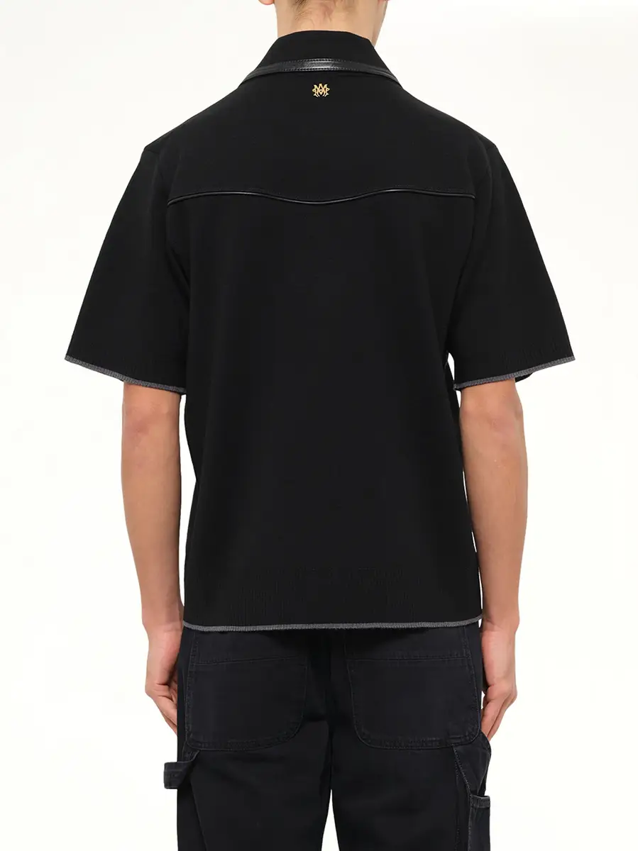 AMIRI Leather Trim Knit Zipped Polo | Thumbnail 5 AMIRI Leather Trim Knit Zipped Polo | Thumbnail 5