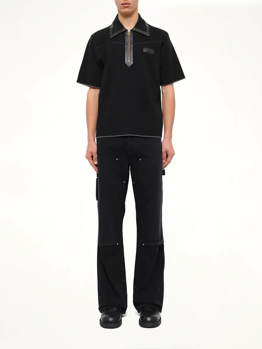 AMIRI Leather Trim Knit Zipped Polo | Thumbnail 7 AMIRI Leather Trim Knit Zipped Polo | Thumbnail 7