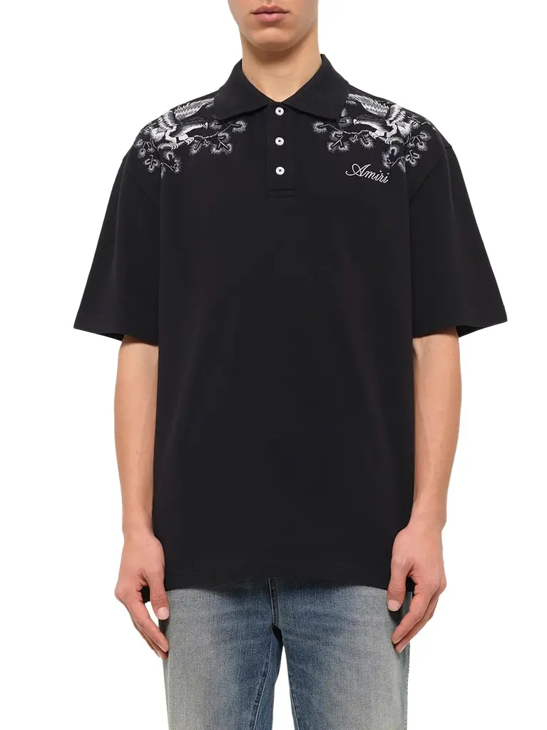AMIRI Floral Embroidered Polo