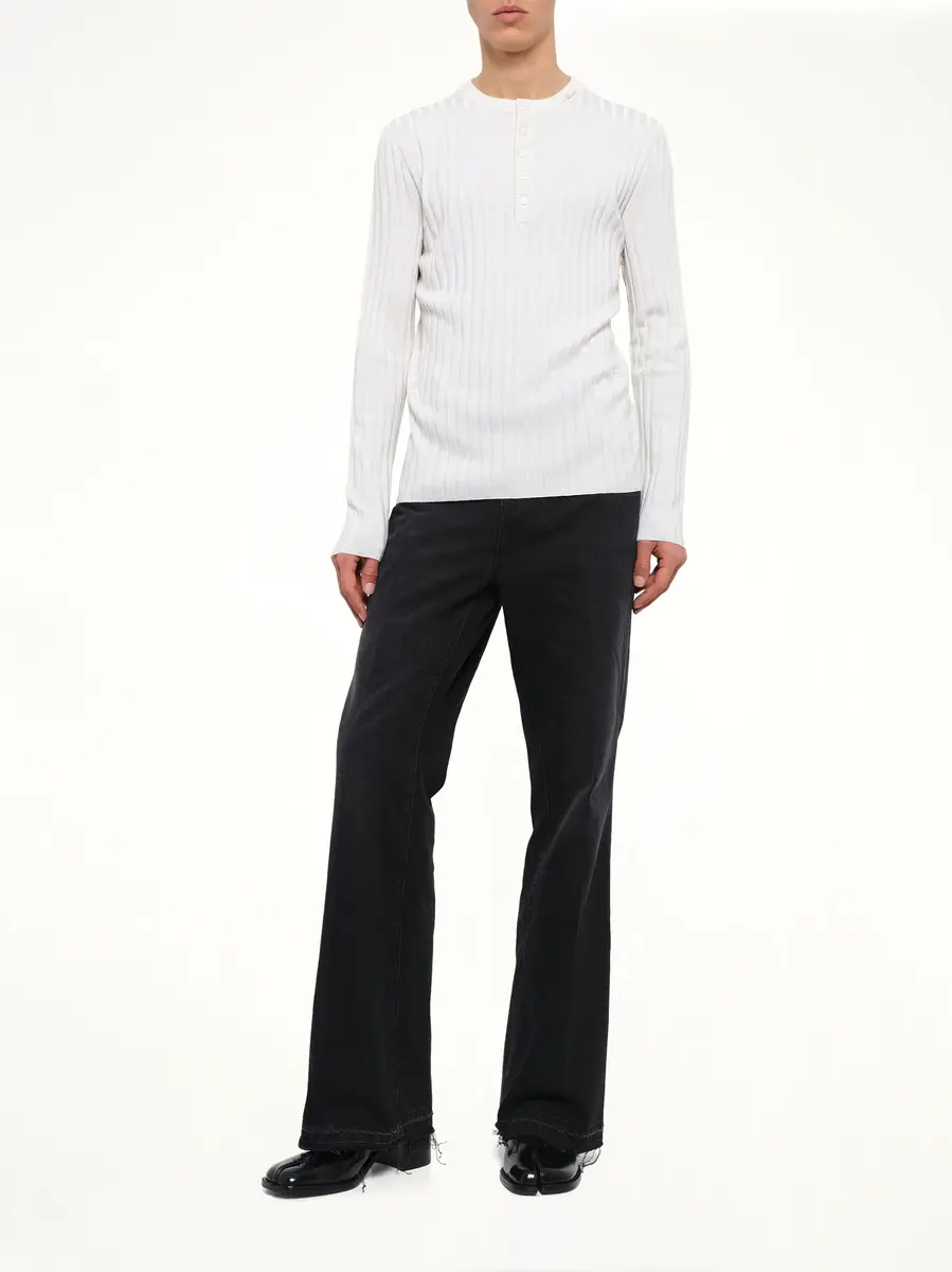 AMIRI Amiri Script Knit Henley in Alabaster | Thumbnail 4 AMIRI Amiri Script Knit Henley in Alabaster | Thumbnail 4