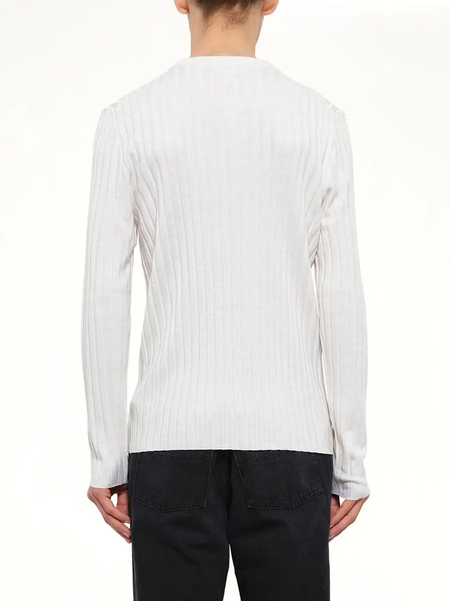 AMIRI Amiri Script Knit Henley in Alabaster | Thumbnail 5 AMIRI Amiri Script Knit Henley in Alabaster | Thumbnail 5