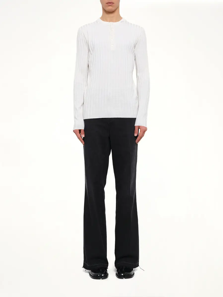 AMIRI Amiri Script Knit Henley in Alabaster | Thumbnail 7 AMIRI Amiri Script Knit Henley in Alabaster | Thumbnail 7