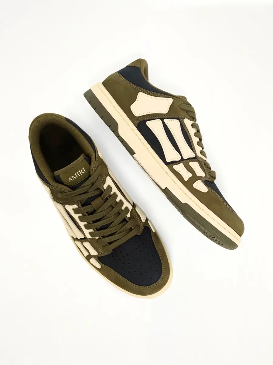 AMIRI Skel Top Low Sneaker in Black/khaki | Thumbnail 4