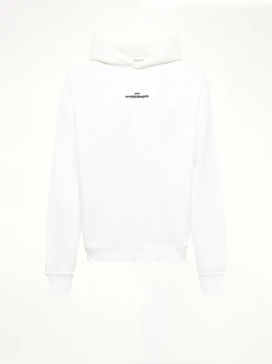 Maison Margiela Reversed Logo Hoodie in Off White | Thumbnail 2 Maison Margiela Reversed Logo Hoodie in Off White | Thumbnail 2
