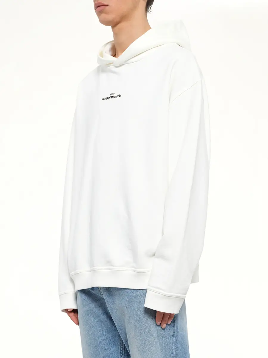 Maison Margiela Reversed Logo Hoodie in Off White | Thumbnail 3
