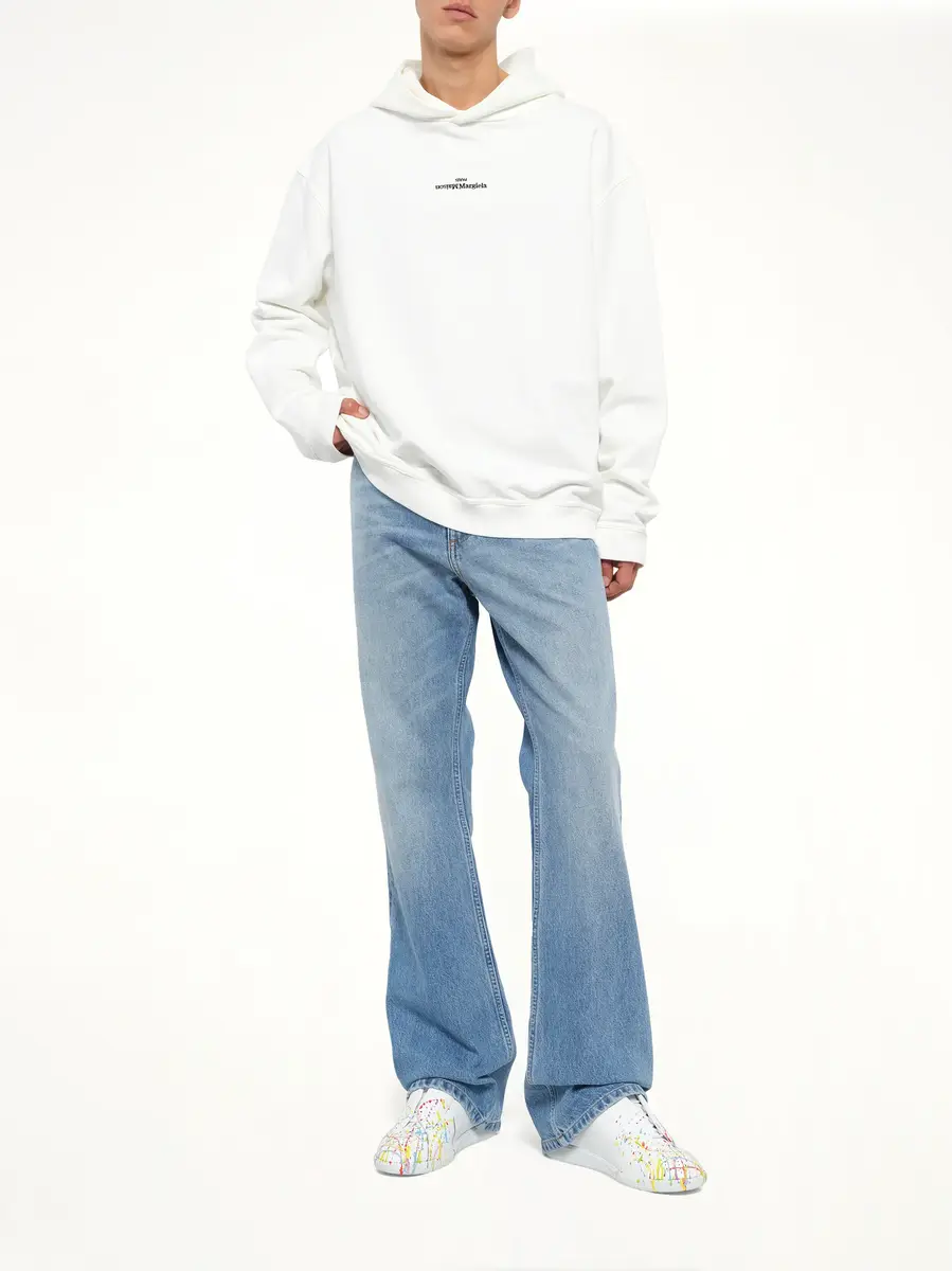 Maison Margiela Reversed Logo Hoodie in Off White | Thumbnail 4