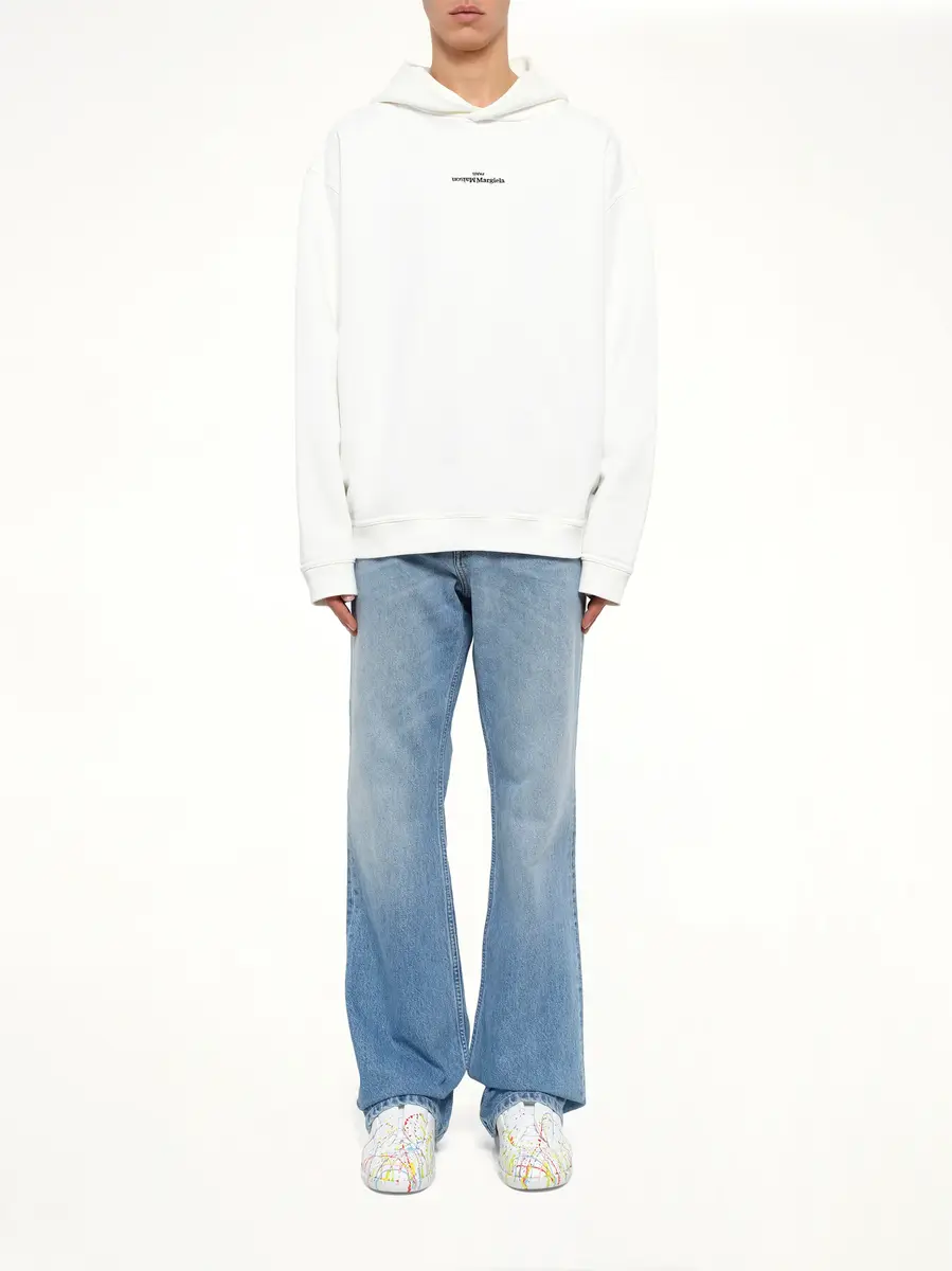 Maison Margiela Reversed Logo Hoodie in Off White | Thumbnail 7