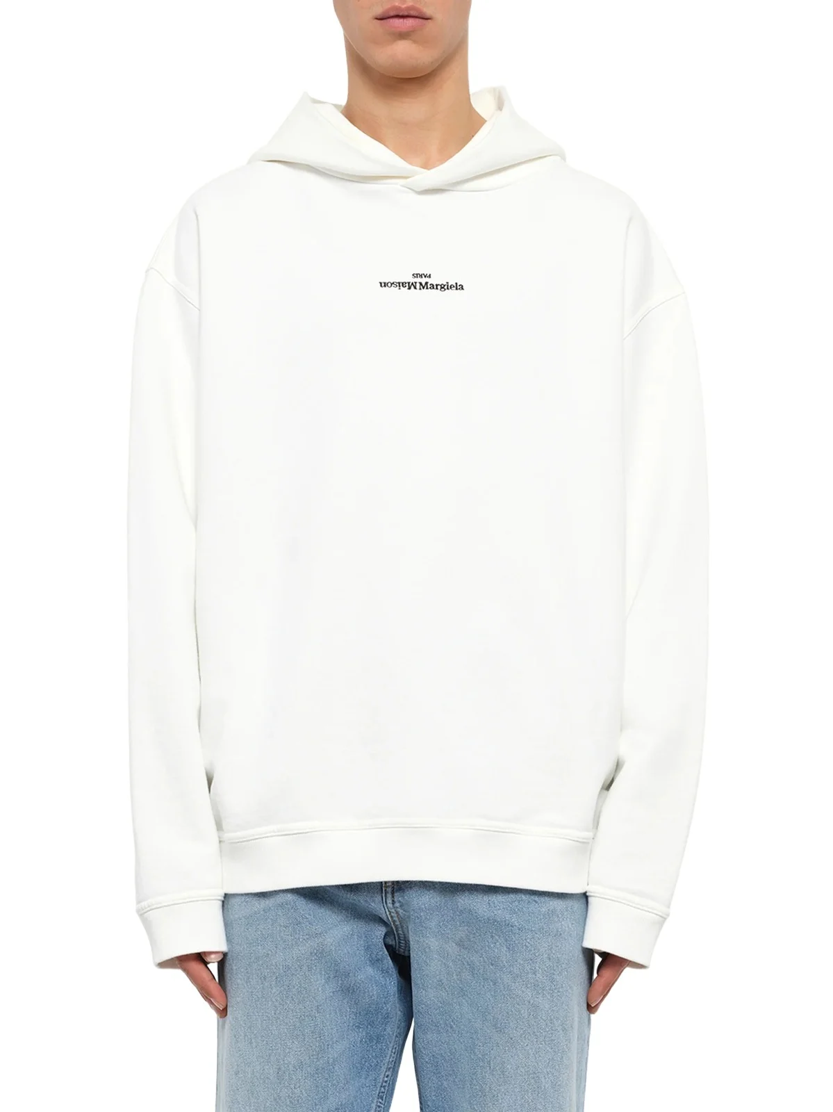 Reversed Logo Hoodie in Off White Reversed Logo Hoodie in Off White