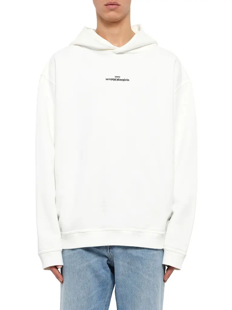Maison Margiela Reversed Logo Hoodie in Off White