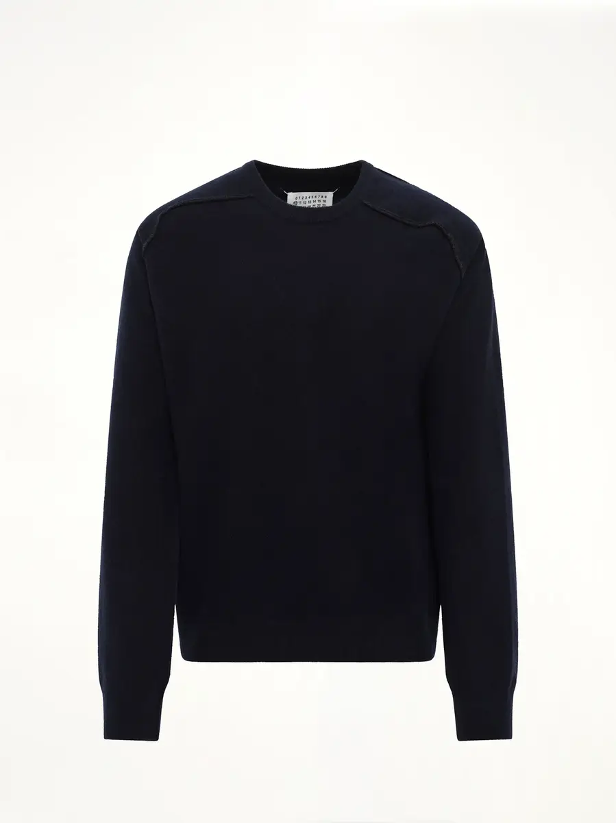 Maison Margiela Lambswool Sweater in Navy/dark Grey | Thumbnail 2 Maison Margiela Lambswool Sweater in Navy/dark Grey | Thumbnail 2