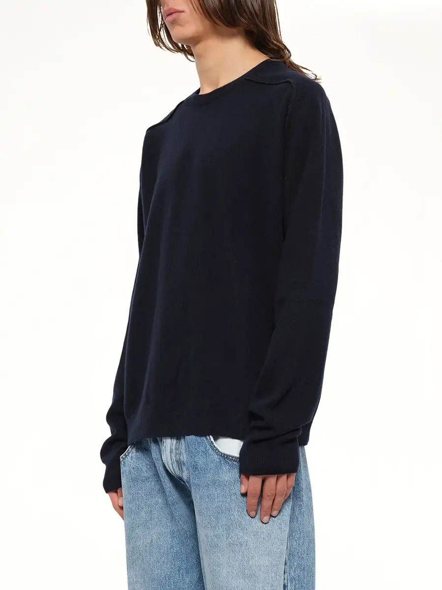 Maison Margiela Lambswool Sweater in Navy/dark Grey | Thumbnail 3 Maison Margiela Lambswool Sweater in Navy/dark Grey | Thumbnail 3