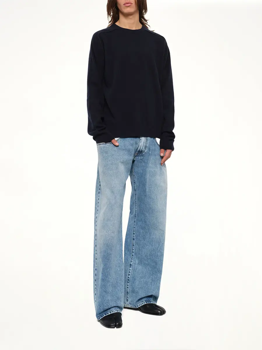 Maison Margiela Lambswool Sweater in Navy/dark Grey | Thumbnail 4 Maison Margiela Lambswool Sweater in Navy/dark Grey | Thumbnail 4