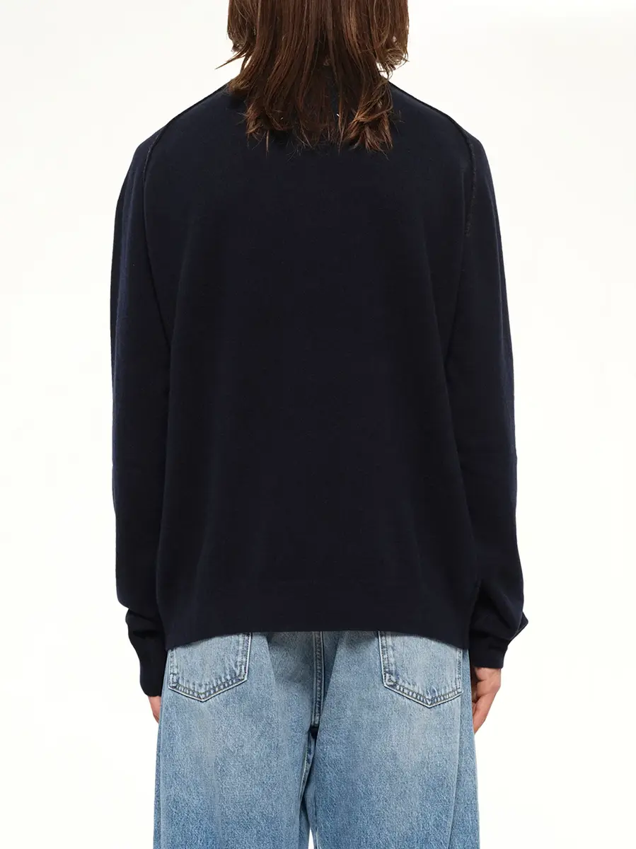 Maison Margiela Lambswool Sweater in Navy/dark Grey | Thumbnail 5 Maison Margiela Lambswool Sweater in Navy/dark Grey | Thumbnail 5