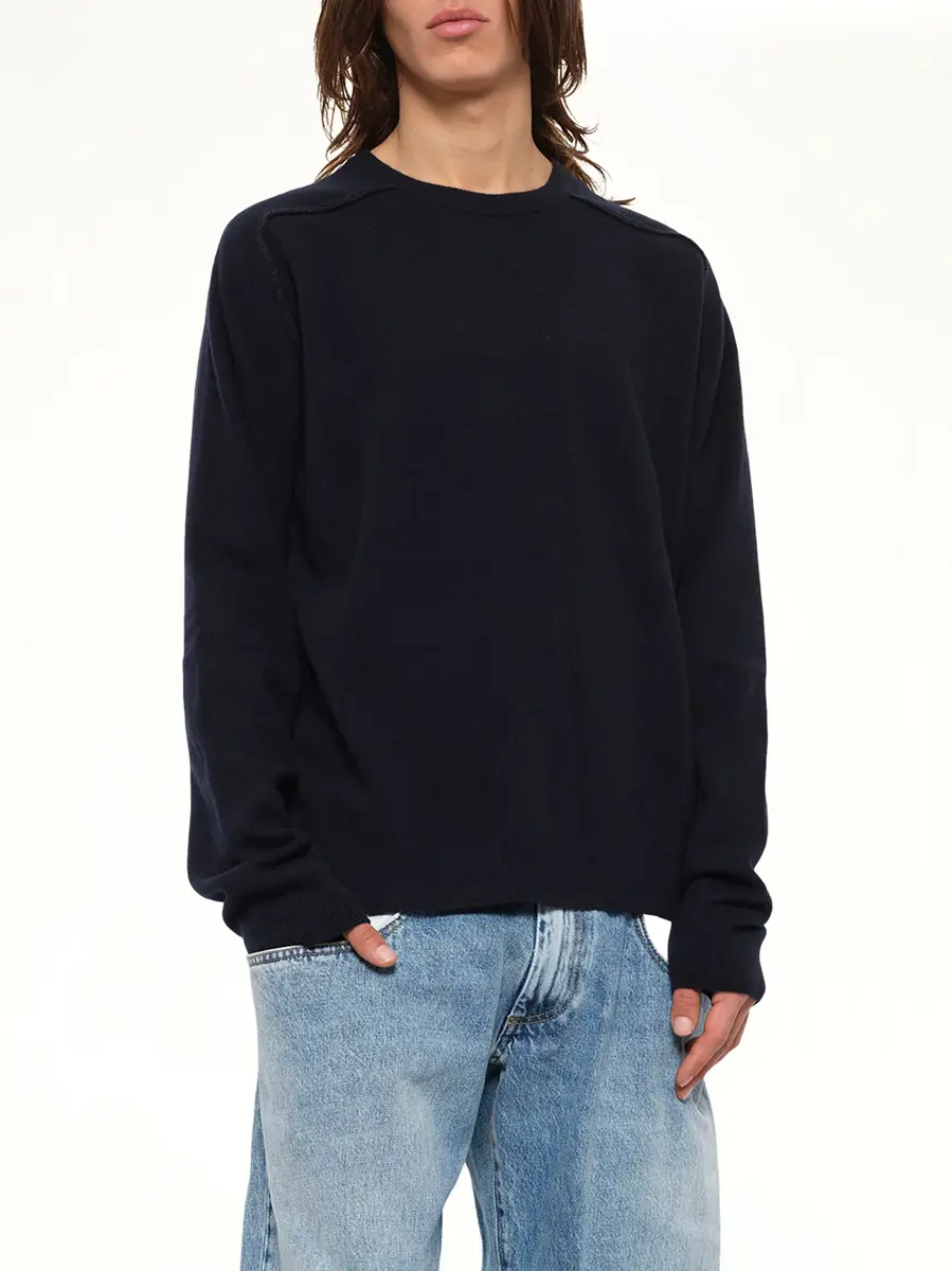 Maison Margiela Lambswool Sweater in Navy/dark Grey | Thumbnail 6 Maison Margiela Lambswool Sweater in Navy/dark Grey | Thumbnail 6