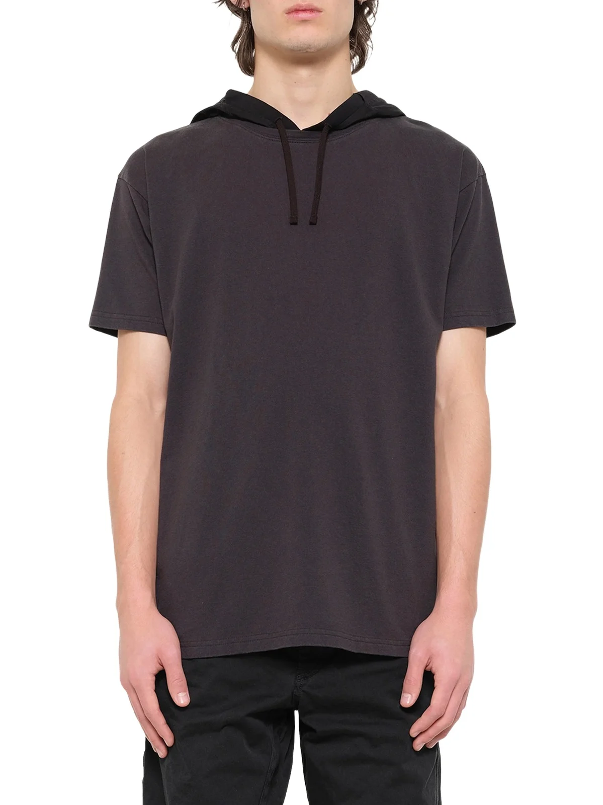 Hooded T-shirt in Washed Black Hooded T-shirt in Washed Black