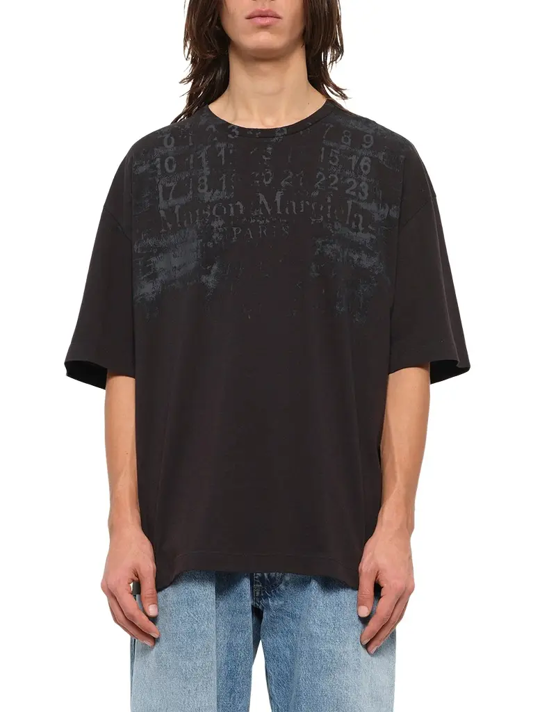 Maison Margiela Memory of Logo Oversized T-shirt in Washed Black