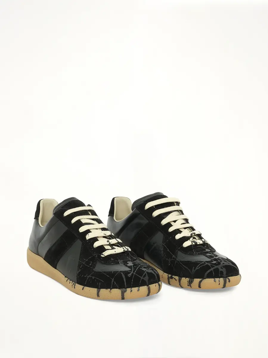 Maison Margiela Replica Leather Sneaker in Splatter Black | Thumbnail 2 Maison Margiela Replica Leather Sneaker in Splatter Black | Thumbnail 2