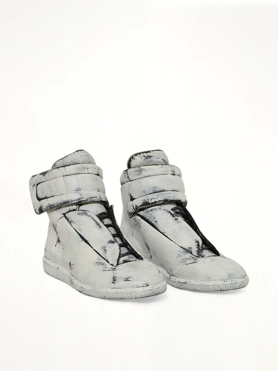 Maison Margiela Future Mid-top Sneaker in Painted White | Thumbnail 2 Maison Margiela Future Mid-top Sneaker in Painted White | Thumbnail 2