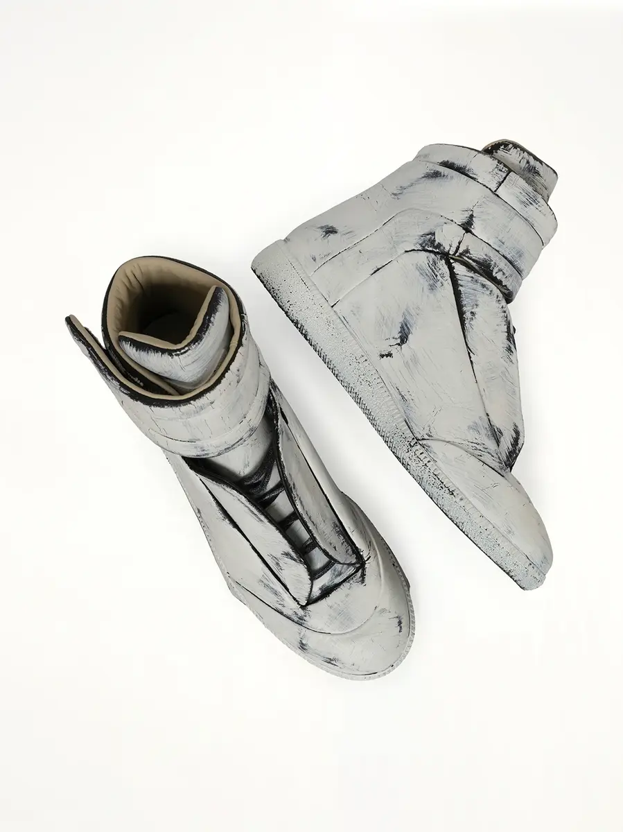 Maison Margiela Future Mid-top Sneaker in Painted White | Thumbnail 4 Maison Margiela Future Mid-top Sneaker in Painted White | Thumbnail 4